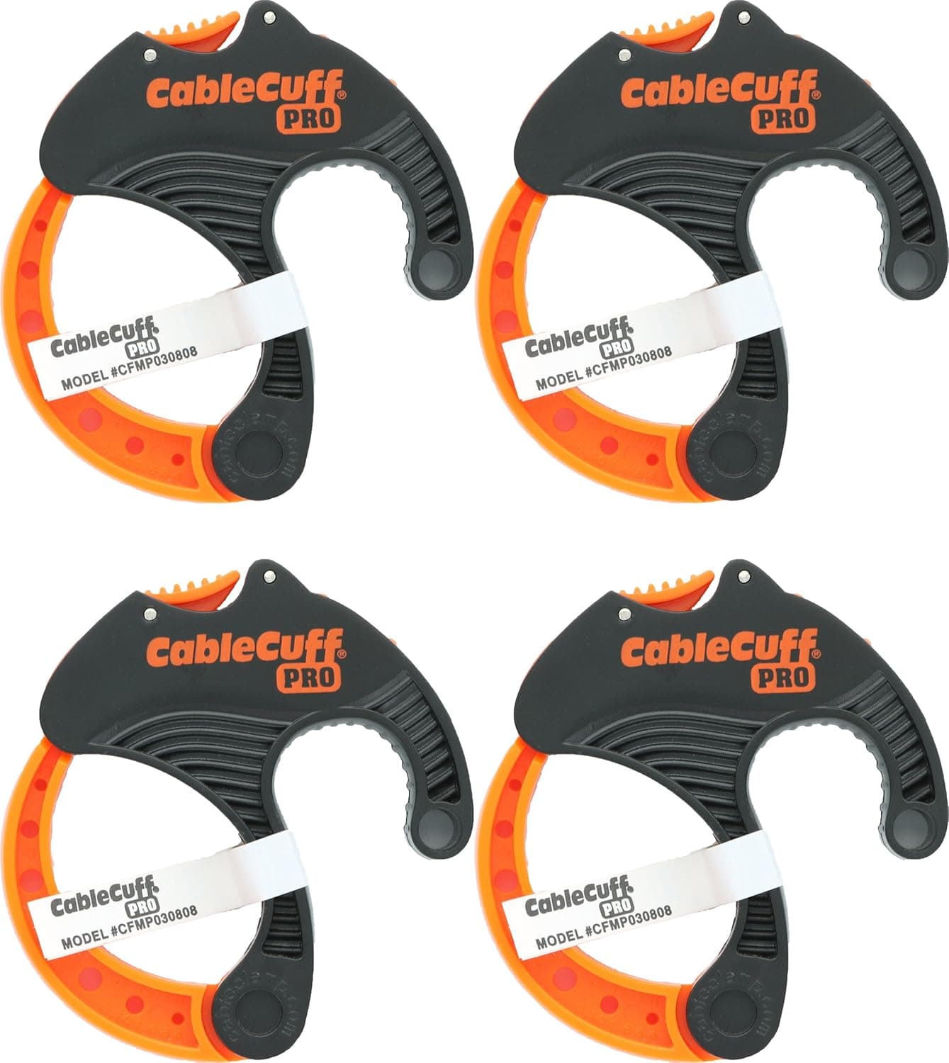 Cable Cuff PRO 4-Pack, Medium 2" Diameter, Adjustable Reusable Cable Ties